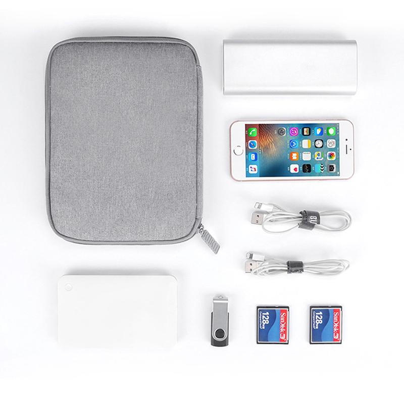 Gray Digital Storage Bag USB Data Cable Organizer Earphone Wire Bag Pen Power Bank Travel Kit Case Pouch Electronics Accessories