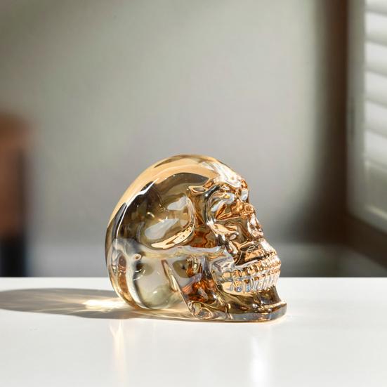 Klar fargerik hodeskallefigur i naturlig størrelse hodeskalle statue Skulptur Hjemmekontor Skrivebord Bokhylle Dekorasjon Ornament Halloween Festival Gave