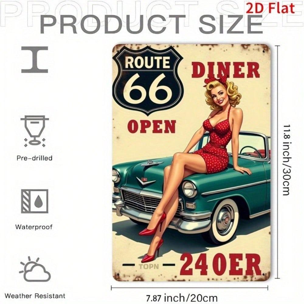 Vintage Americana Klassisk Bil Diner Metallplåt Väggskylt Garage Bar Dekor