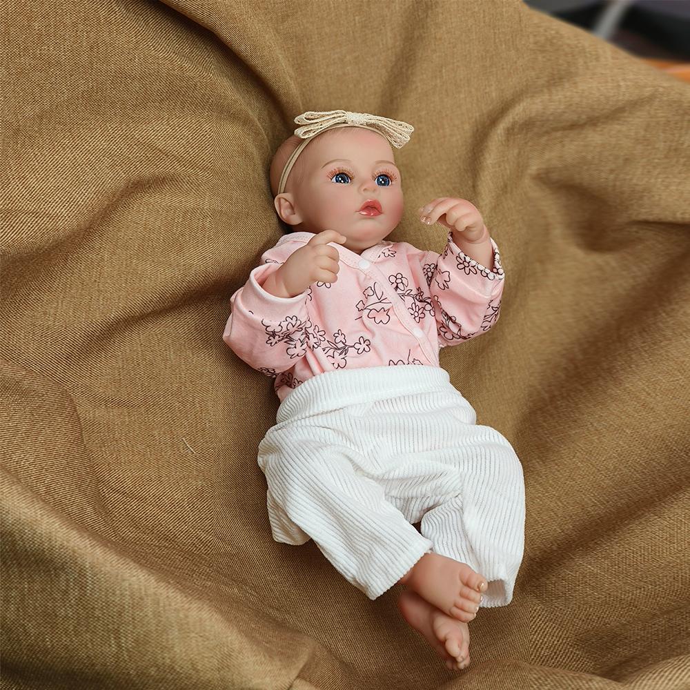 46cm Doll Toy Meadow 3D Painted Skin Bebe Reborn Baby Painted Hair Dolls Soft Vinyl Feel Touch Dolls Toys