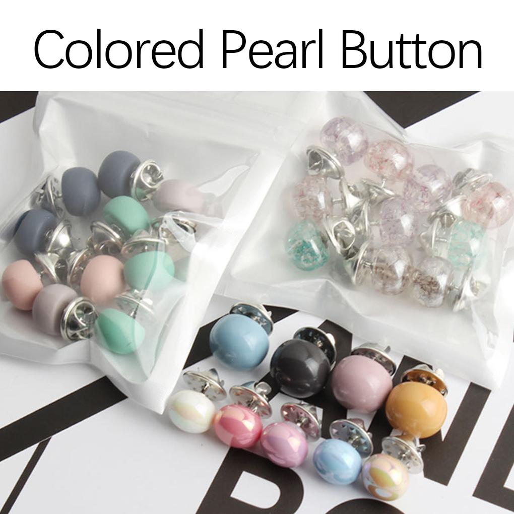 10Pcs Faux Pearl Buttons Round Decoration Beads Without Sewing for Anti-exposure Coat Sweater Clothes