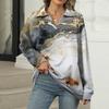 Women's Summer Fashion Casual  Printed V-Neck Long Sleeve Shirt Top