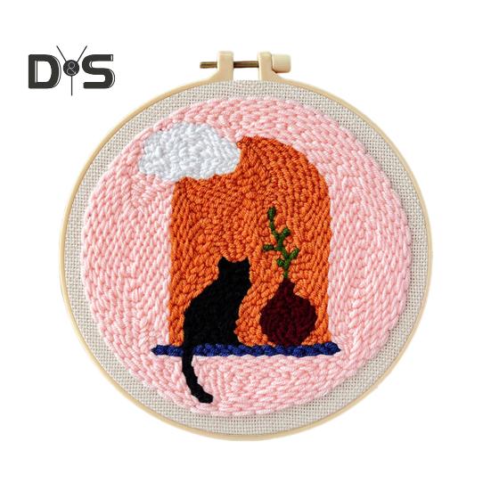 

Набор для вышивания иглой для начинающих, простая в использовании игла для вышивания иглой с узорами, пряжа, пяльцы, набор для начинающих, подарок для взрослых A