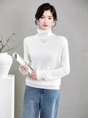 Pull col roulé en cachemire pour femme: Haut Tricoté Uni, Lâche, Chaud, Polyvalent