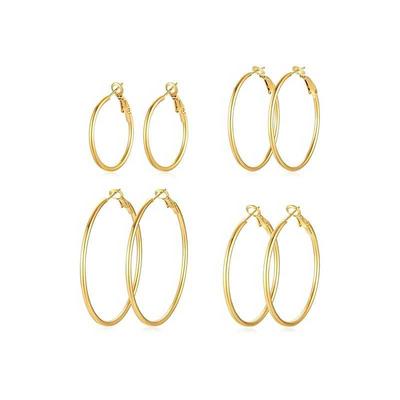 14K Goldplattierte Creolen mit Druckverschluss und 925 Silbernadel - Trendige Feine Accessoires