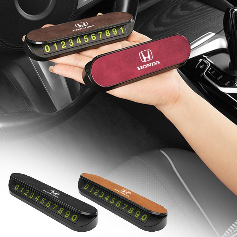 Car Logo Temporary Parking License Plate Phone Number Parking Sign Accessories For Honda Mugen Civic TYPE-R Accord CRV BRV HRV XI6