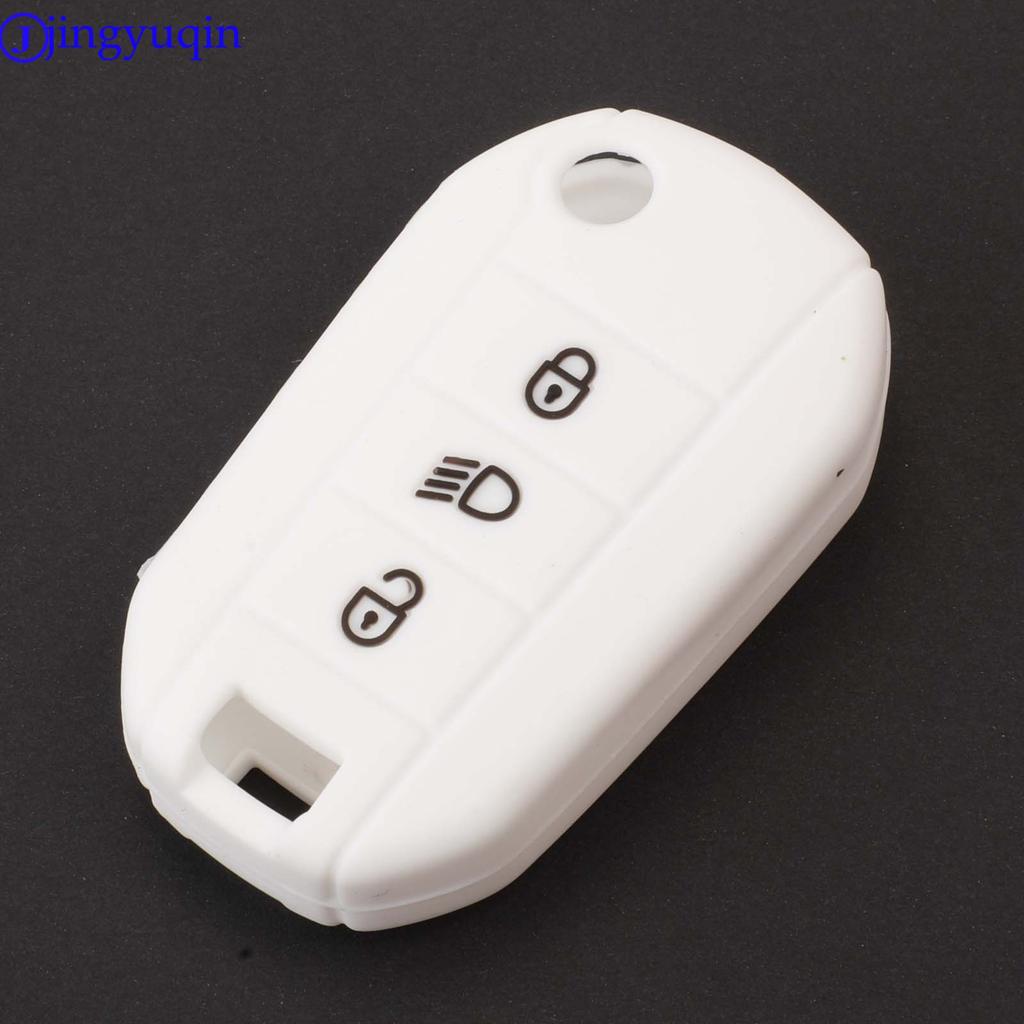 Jingyuqin Custodia in Silicone per Chiave Auto con Telecomando a 3 Pulsanti Fob per Peugeot 3008 208 308 508 408 2008 Protezione Gomma Styling