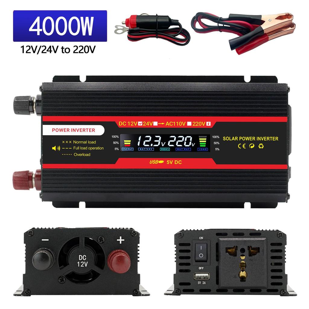 4000W Digital Car Power Inverter 12V/24V to 110V/220V