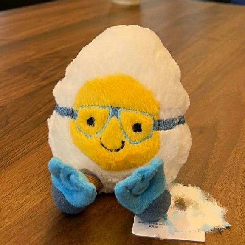 Plush Water Boiled Egg Doll With Diving Mask For Kids Gift And Bag Accessory