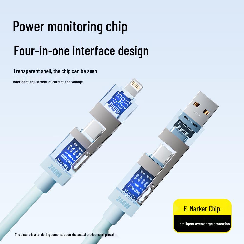 Smart Flash Charge: Baimo 240W 4-in-1 Aromatherapy Fast Charging Cable for Apple & Android