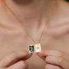 Leichter Luxus Goldkette Quadratisch Tarotkarte Foto Box Halskette Nische Kann geöffnet und geschlossen werden um Fotos hineinzulegen Gedenkstil Persönlichkeit
