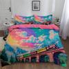 Train Kids Boys Duvet Cover Retro Steam Engine Bedding Set for Teens Railway Track Transport Comforter Quilt Cover Room 2Pcs