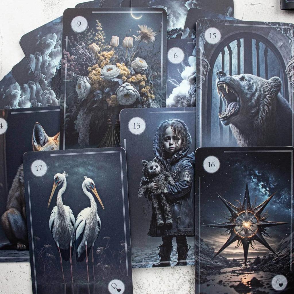 Juego de Mesa Baraja de Cartas Oráculo Noche de Luna 12x8cm