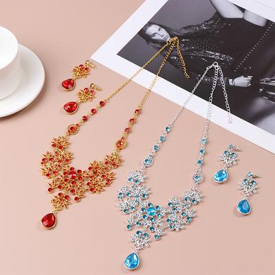 Bridal Jewelry Large Teardrop Flower Necklace Earrings Set Wedding Party Jewellery Accessories