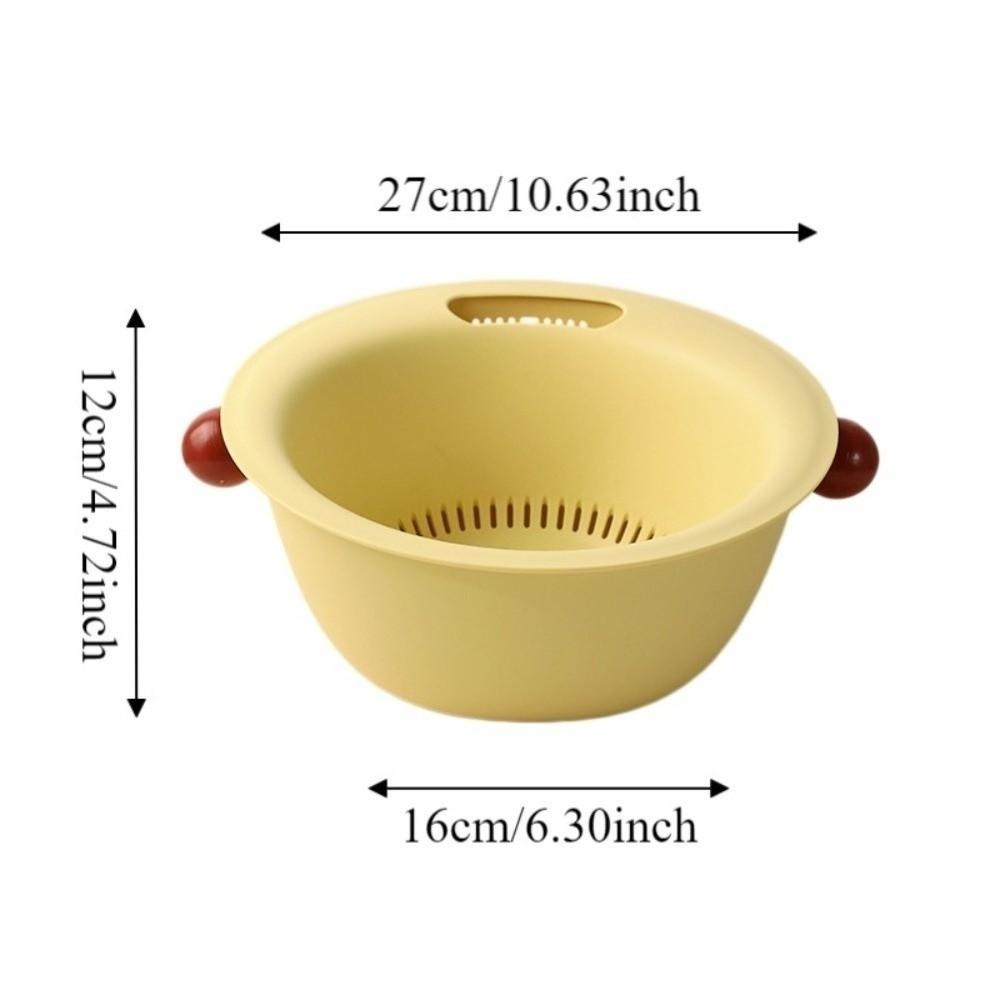 Double Layer Fruit Vegetable Washing Bowl Water-Filtering Basin Food Storage Container  Household