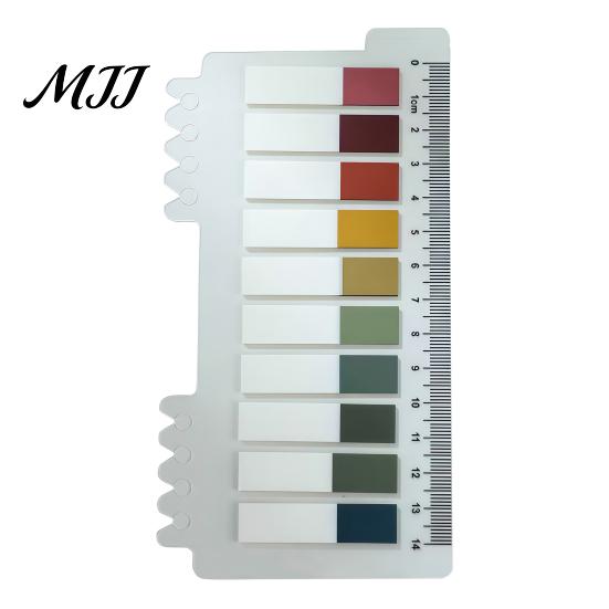 Student Stationery Supplies Index Sticker Tabs with Built-in Scale Ruler, Morandi Color Transparent Professional File Sorting PET Page Markers,