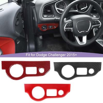 Car Headlight Switch Decorative Panel Decoration Cover Stickers For Dodge Challenger 2015 Up For Charger 2010 Up ABS Interior Accessories