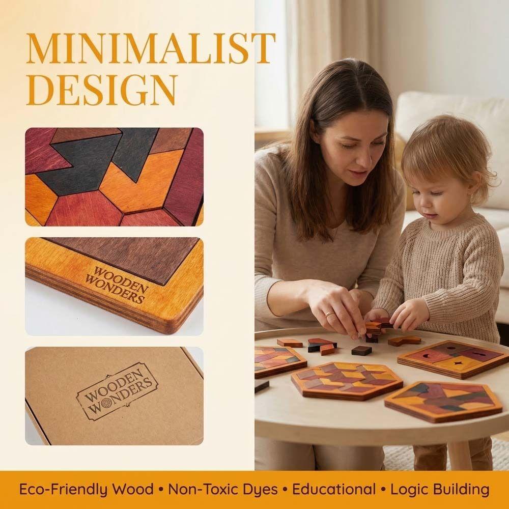 Challenges Wooden Tangram Puzzle Interactive Jigsaw Puzzle Board  Kindergarten Kids