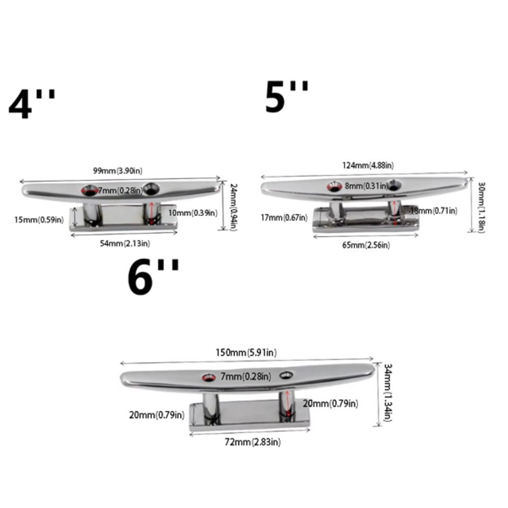 Polished Finish Boat Cleat 316 Stainless Steel Combo Cleat Mooring Cleat Boat Application