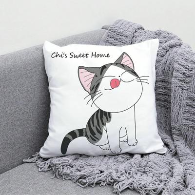 Federa Cuscino con Disegno di Gatto Cartone Animato Decorazione Divano Soggiorno Sedia Casa Auto Camera da Letto Federa Cuscino Decorativa Morbida Copertura Cuscino