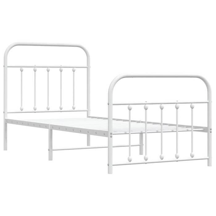 VidaXL Cadre de lit métal avec tête de lit-pied de lit blanc 90x200 cm 352638