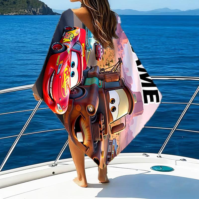 1pc Cars1 Beach Towel with Custom Name, Beach/Swimming/Bath/Picnic/Camping Towel, Suitable for Seaside Beaches