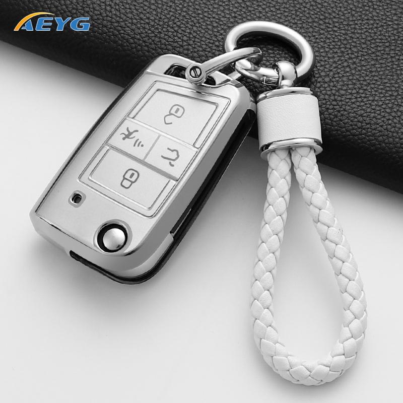 New Tpu Car Remote Key Case Cover Shell For Vw Volkswagen Golf 7 Mk7 Tiguan Mk2 For Seat Ateca Leon Fr 2 Ibiza Auto Accessories