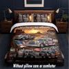 Truck Theme Custom Text Or Name 3Pcs Bedding Set,1 Flat Sheet & 2 Pillowcases Personalized Home Bedding