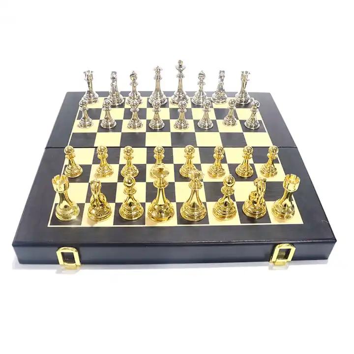 Luxury Metal Chess Set + Wooden Board