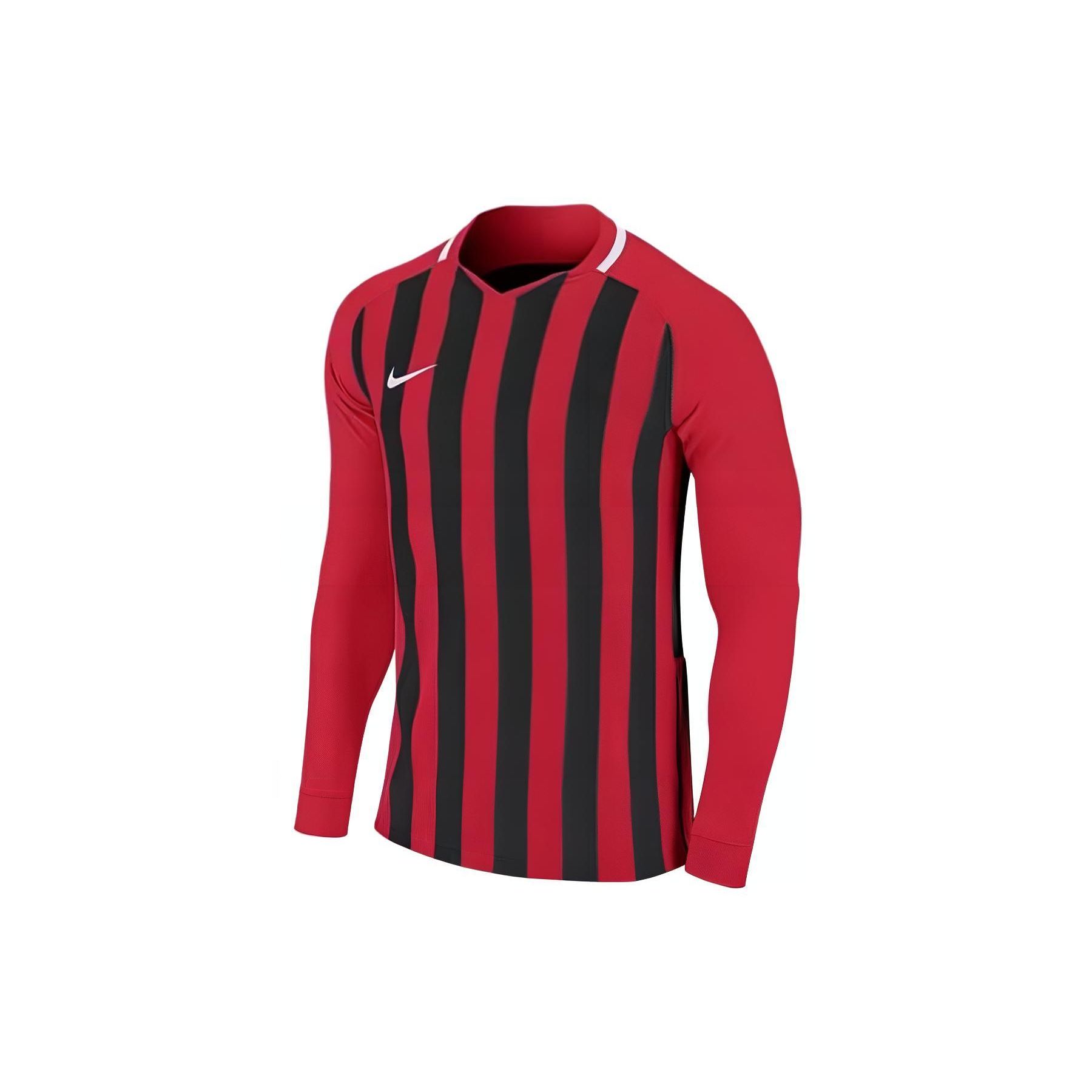 Nike T-shirt met gestreept paneel en logoprint Lange mouw Heren Tops Zwart Rood AO2455-657 L