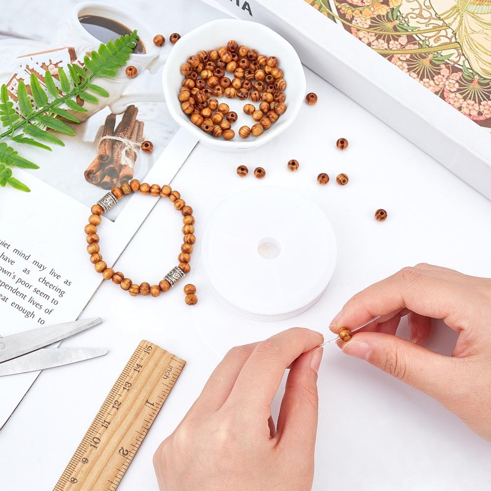 Brown Stripe Pine Wood Beads With Hole Round Balls Loose Spacer Beads for Jewelry Making DIY Bracelet Accessorie