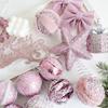 6pcs Pink Foam Balls Set 2024 Christmas Tree Ornaments Xmas Tree Hanging Pendants 2025 New Year DIY Home Decorations Ball