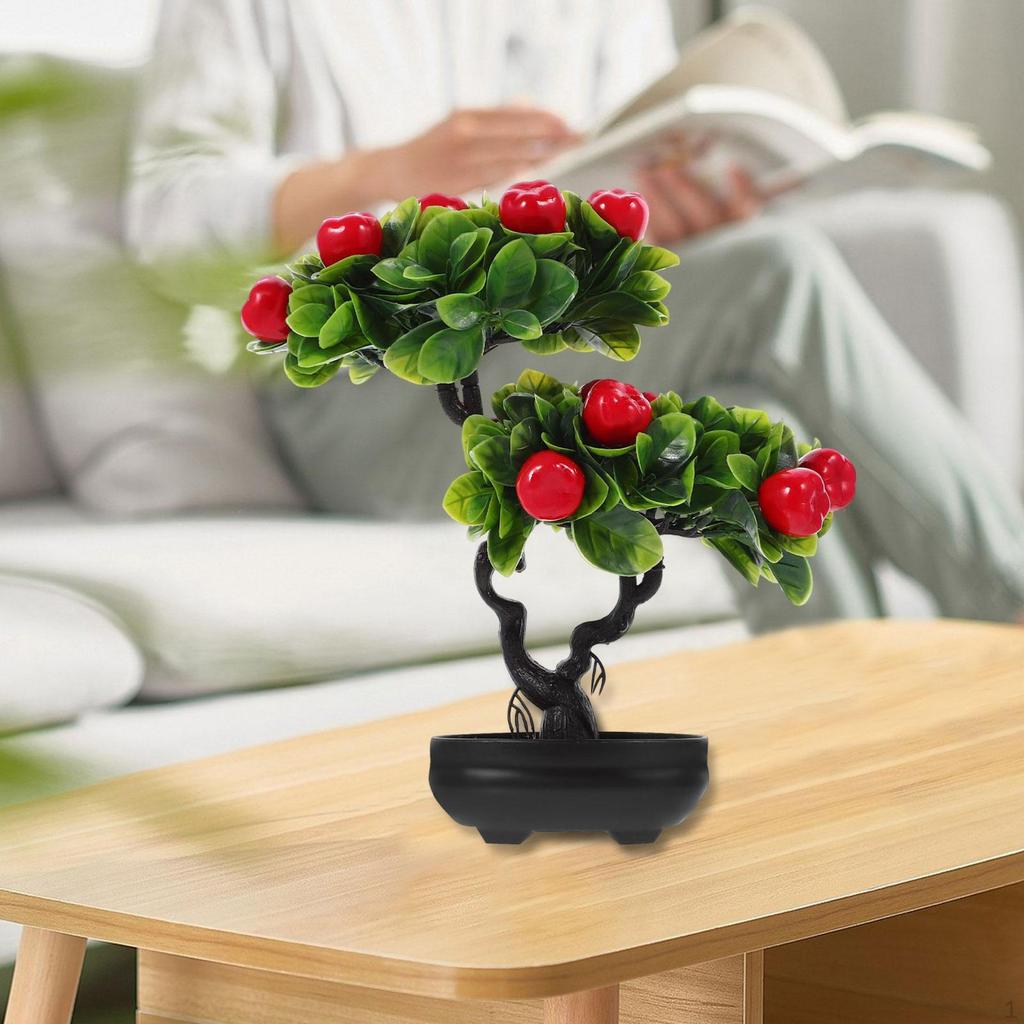 Artificial Fruit Tree Bonsai Faux Pot Lightweight Tabletop Ornament for Kitchen Room