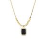 Stainless Steel Necklace , 18K Gold Women's Fashion Square Pendant Necklace, Trendy Versatile Charming Jewelry Necklace