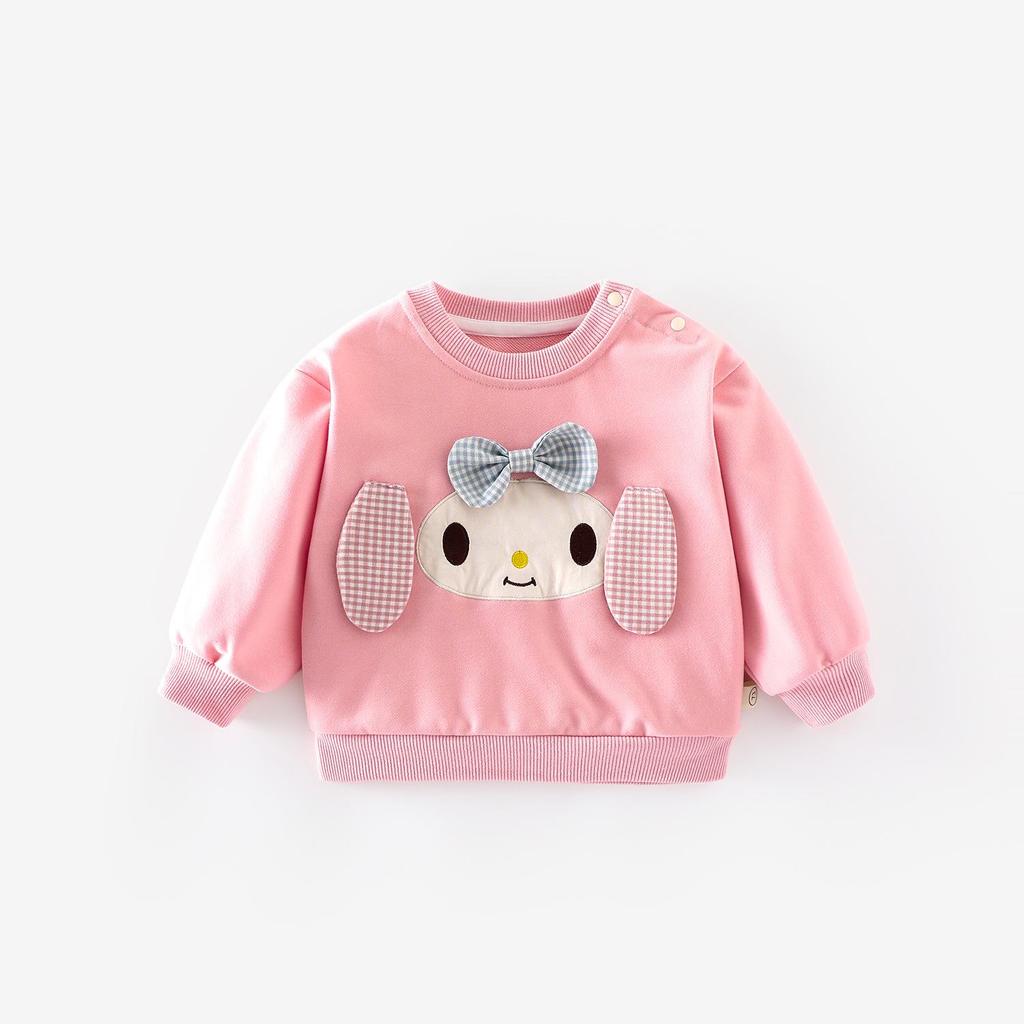 Adorable Girls' Cartoon Bow Sweatshirt & Lace Sweatpants Set - 2025 Autumn Collection