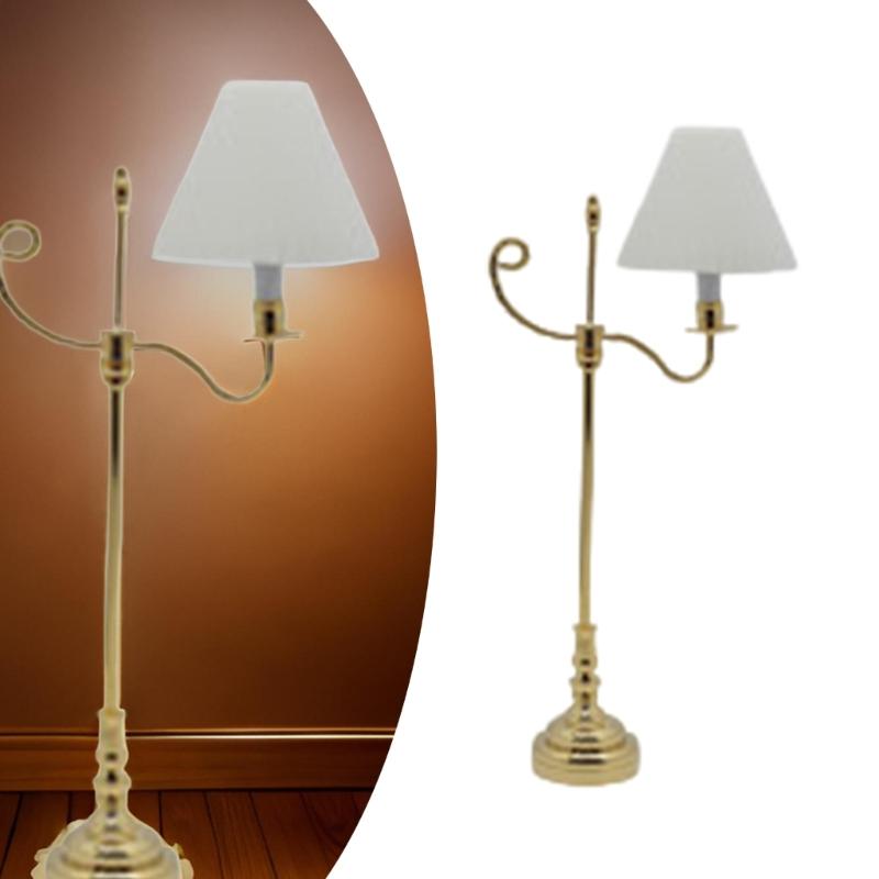 Realistische Schlafzimmer Stehlampe Miniatur Möbel Modell Puppenhäuser Zubehör Realistische Beleuchtung Spielzeug Spielset 1:12