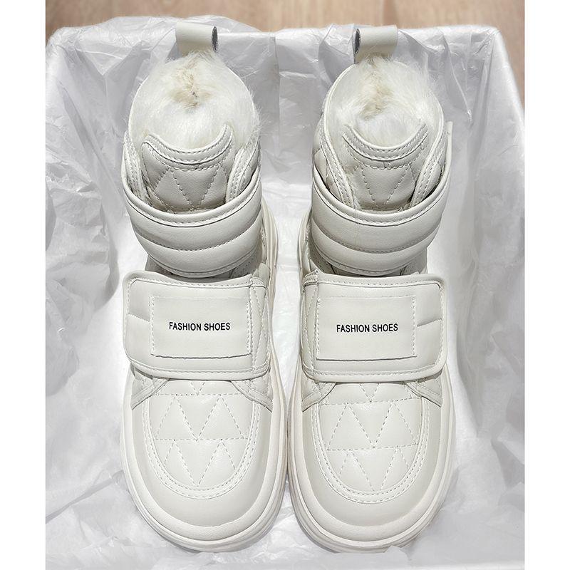 

Модная зимняя женская плюшевая модная хлопковая обувь на большой платформе, нескользящие зимние ботинки для улицы, работы, высокого качества, удобные женские ботинки 40 белый