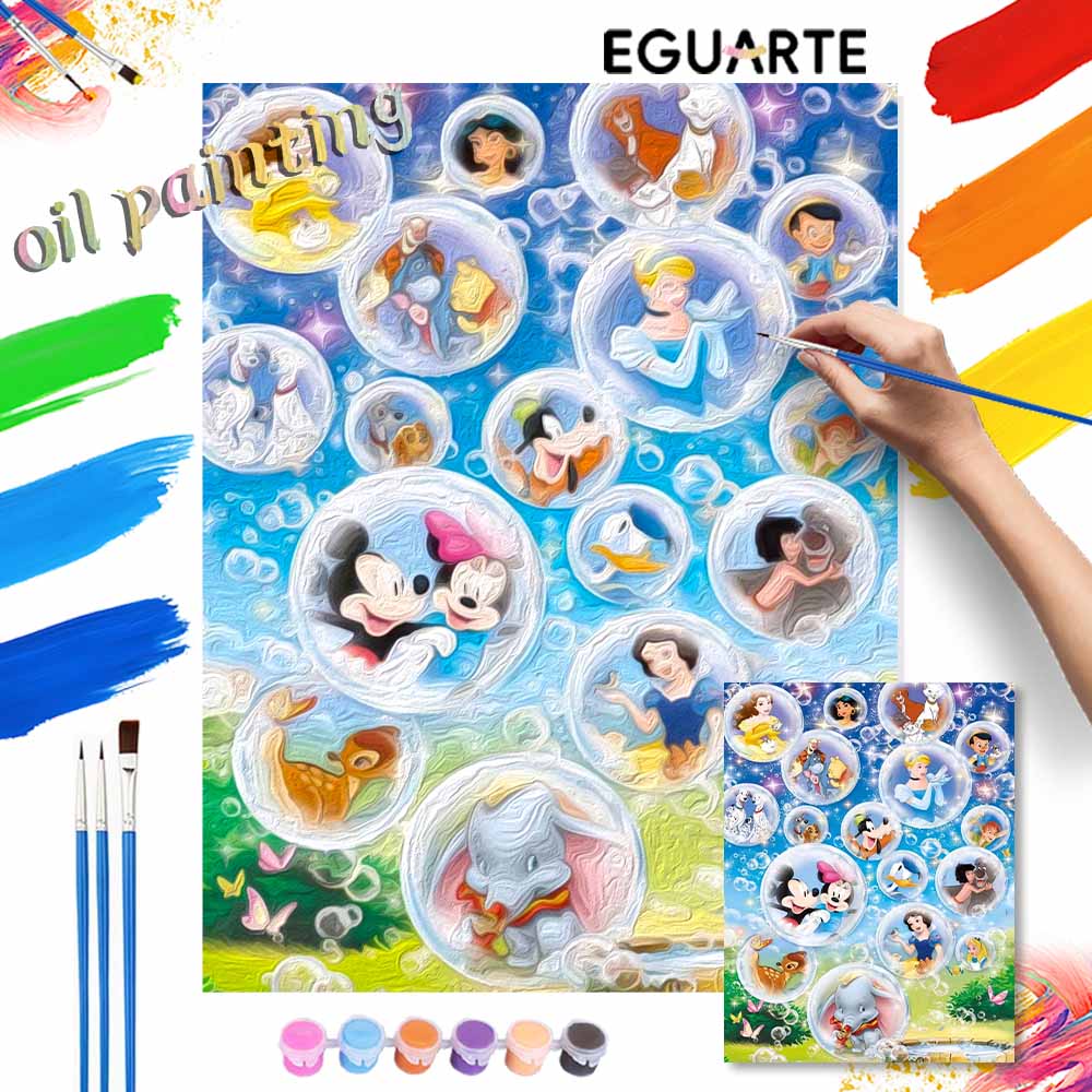Disney bubble characters oil painting art set handmade diy gift home decoration