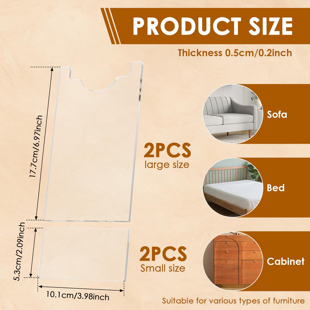 2 Stück Transparente Couch Abstandshalter Acryl Möbelstopper Wandschutz Bett Tisch Couch Rutschfeste Stabilisator Pads