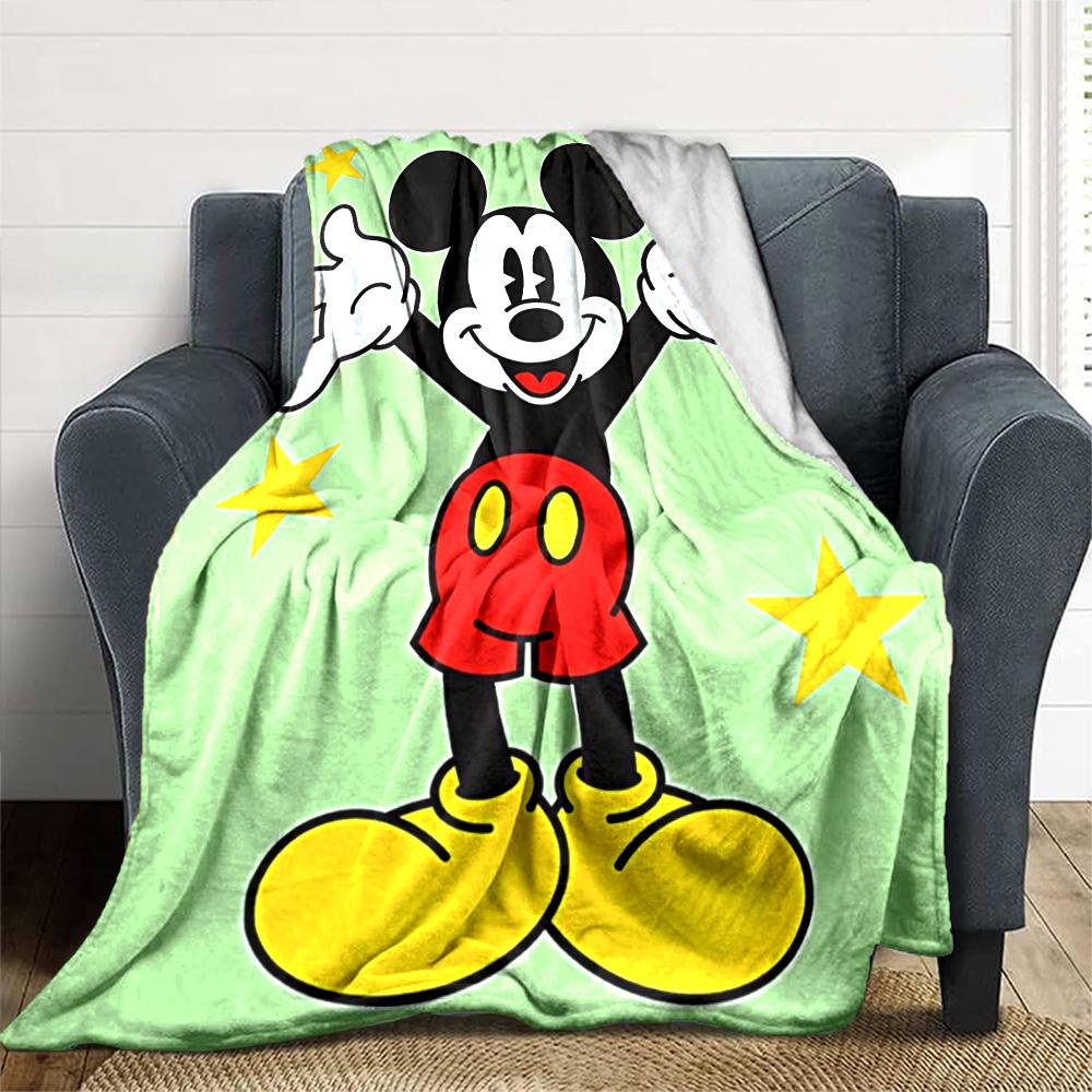 Mickey Mouse Celebration Flannel Blanket Super Soft Warm Cozy Blanket For Sofa Bed Office Travel Allseason Home Decor Gift
