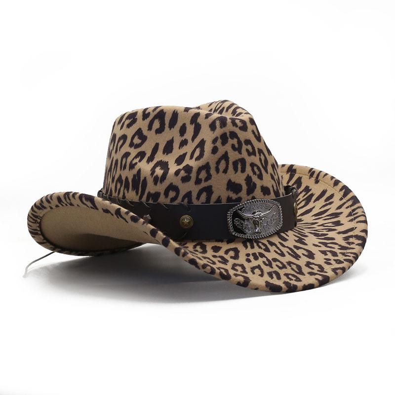 Leopard Print Felt Hat, Unisex, Versatile British Vintage Autumn/winter Wool Jazz Hat, European and American Street Fashion Hat