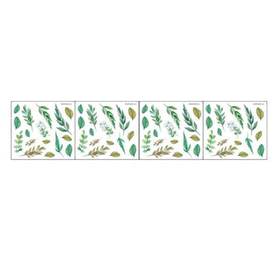 4Pcs Green Leaves Vinyl Wall Sticker Wallpaper Plants Watercolor Self-Adhesive Decal Living Room Background Nursery