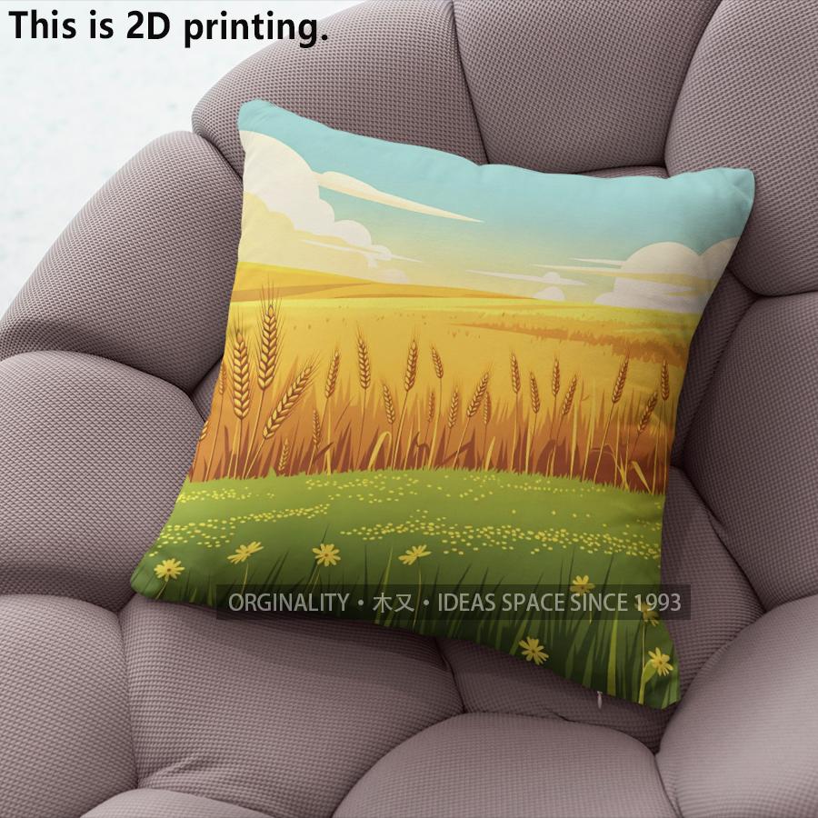 Farmscape Wheat Field Throw Pillow Covers Pattern Cushion Cover Suitable For Sofa Bedroom Car Pillow Cover 40x40cm
