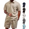 Spring Summer New Men's Casual Sportswear Polo Shirt Running Men's Short-sleeved Shirt and Shorts Jacquard Texture Sports Suits Man