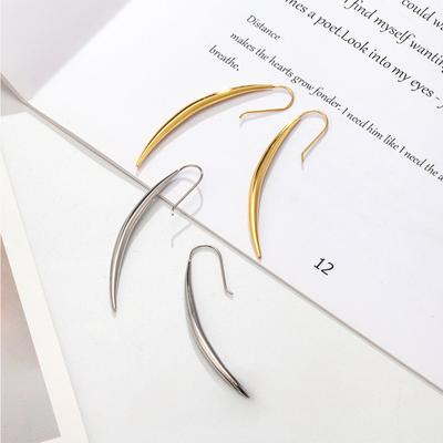 Simple Slender Wolf Tooth Earrings Gold Niche High-end Earrings Women's Titanium Steel Non-fading Jewelry