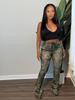 European-American Retro Print Elastic Waist Flare Sweatpants for Autumn Women