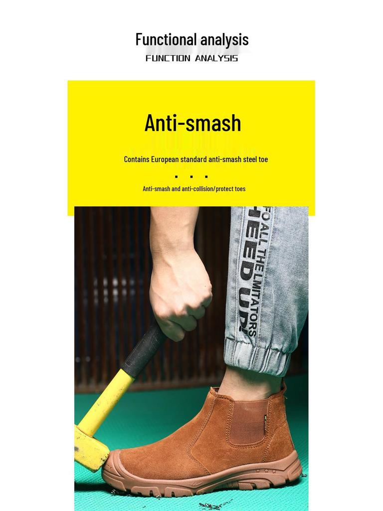 Zapatos de Trabajo de Ante Transpirables con Puntera de Acero para Hombre - Anti-Aplastamiento, Anti-Perforación, Anti-Deslizante, Ignífugo, Suela de Goma, Protección para Soldadura.