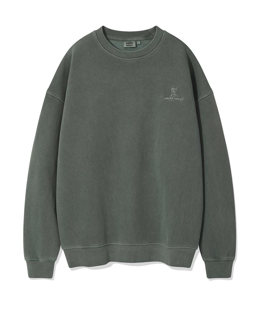 WACKY WILLY Logo Pigment Sweatshirt Green