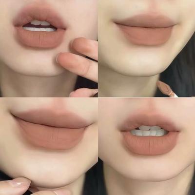 Life Is Bare and Brown! Maillard Lip Glaze, Lip Mud, Waterproof, Non-Stick, Non-Fading, Matte, Light European and American Style Lipstick for Students