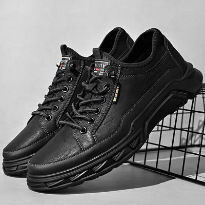 Hot Sale Genuine Leather Casual Shoes Fashion Comfortable Mens Sneakers Outdoor Non-slip Skateboard Shoes Comfy Treking Footwear